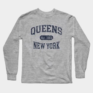 Queens NY Vintage Distressed Retro Print Long Sleeve T-Shirt